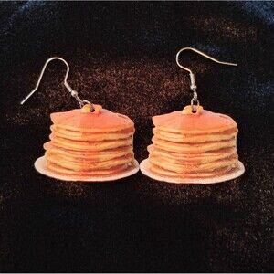 Women's costume jewelry novelty cute food themed golden stack pancake earrings